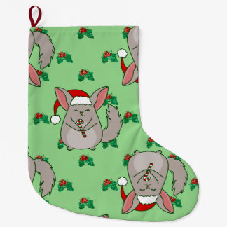 Calcetín Navideño Grande fea navidad Chinchilla papá noel acebo