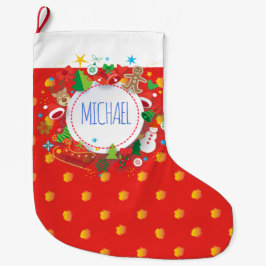 Calcetín Navideño Grande ¡Felices Navidad y Feliz Año Nuevo! Navidad