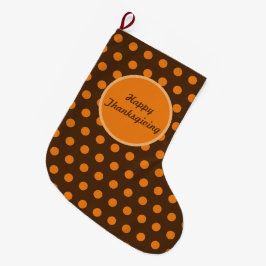 Calcetín Navideño Grande Feliz Día de Acción de Gracias Polka Dot Reversibl