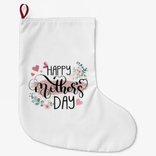 Calcetín Navideño Grande Feliz día de la madre 2025 Floral lindo para mujer