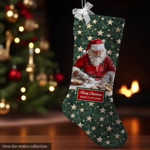 Calcetín Navideño Grande Feliz feriado de Santa Claus personalizado