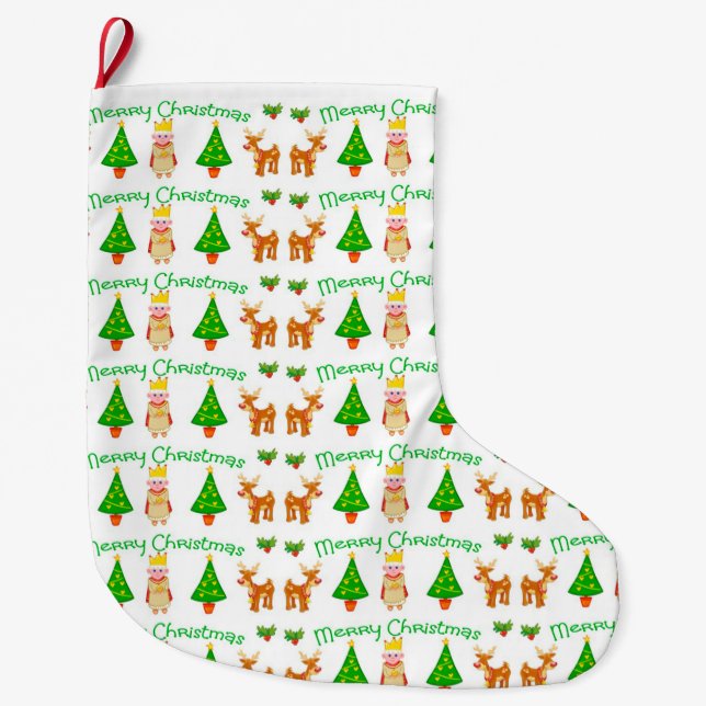 Calcetín Navideño Grande Feliz Navidad (Anverso)