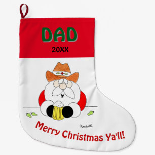 Calcetín Navideño Grande Feliz Navidad a todos Texas Santa