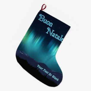 Calcetín Navideño Grande Feliz Navidad - Aurora Boreal