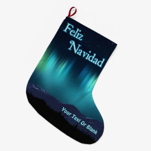 Calcetín Navideño Grande Feliz Navidad - Aurora Boreal