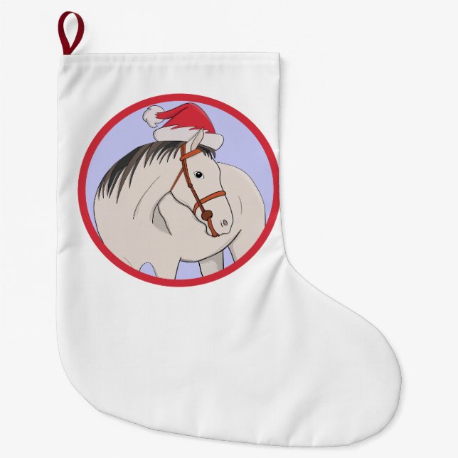 Calcetín Navideño Grande Feliz Navidad Caballo (Anverso)