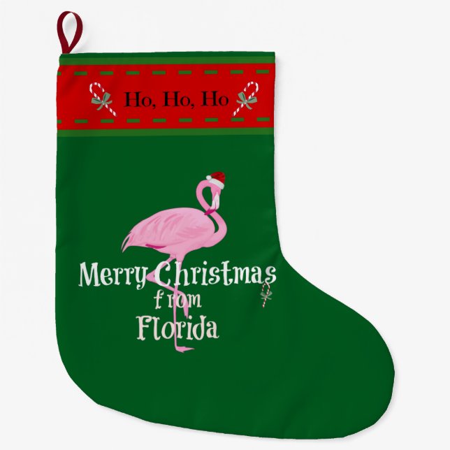 Calcetín Navideño Grande "Feliz Navidad desde Florida" (Anverso)