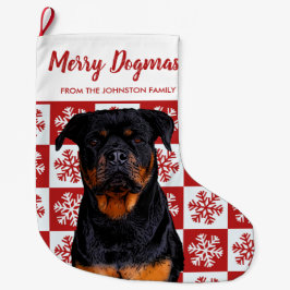 Calcetín Navideño Grande Feliz Navidad Dogmas Rottweiler Perro rojo festivo