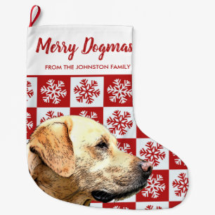Calcetín Navideño Grande Feliz Navidad Dogmas Yellow Lab Festividad Perro R