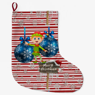 Calcetín Navideño Grande Feliz Navidad, Elf Navidades