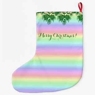 Calcetín Navideño Grande Feliz Navidad en el arcoiris pastel