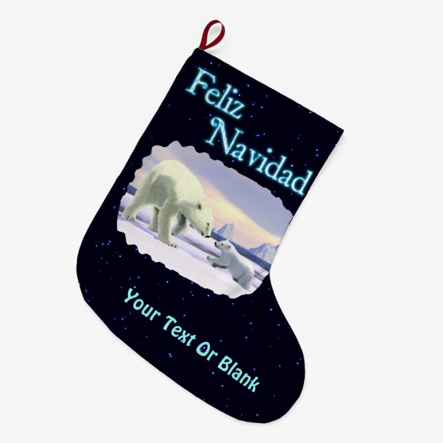 Calcetín Navideño Grande Feliz Navidad - Mama Nose Best (Frente (Colgado))
