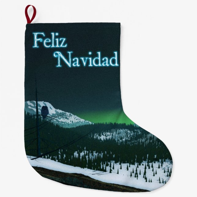 Calcetín Navideño Grande Feliz Navidad - Noche silenciosa (Anverso)