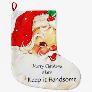Calcetín Navideño Grande Feliz Navidad Papá Noel, manténganlo guapo