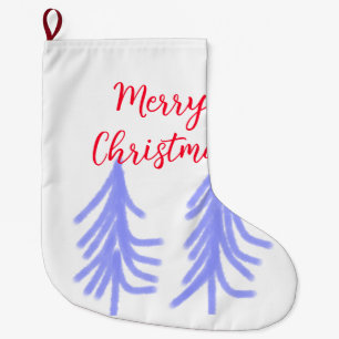 Calcetín Navideño Grande Feliz Navidad pino pino púrpura rojo púrpura y agu
