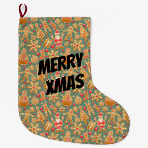 Calcetín Navideño Grande Feliz Navidad Santa