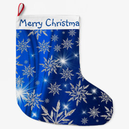 Calcetín Navideño Grande Feliz Navidad Snowflakes