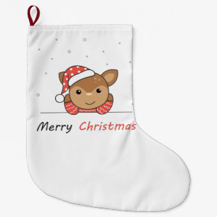 Calcetín Navideño Grande Feliz Navidad Venado Nieve saludo café Mug