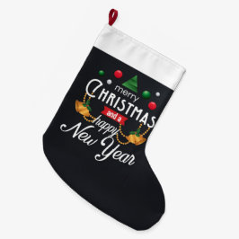 Calcetín Navideño Grande Feliz Navidad y Feliz Año Nuevo