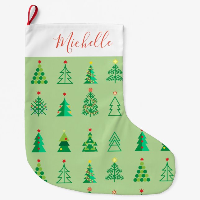 Calcetín Navideño Grande ¡Feliz Navidad y Feliz Año Nuevo! Adornos (Anverso)