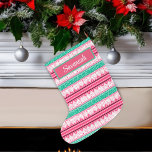 Calcetín Navideño Grande Feliz Navidad y feos deseos de suéter<br><div class="desc">Prepárese para la fiesta de la temporada con nuestros Navidades de suéter Feo! Este diseño festivo y divertido tiene características y un desagradable patrón de suéter en colores retro rojos y verdes, que se coordina perfectamente con nuestra Colección de Renos Dulces de Feliz Navidad y Navidades Feo para esa perfecta...</div>