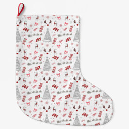 Calcetín Navideño Grande Festive Joy Christmas – Santa, Reindeer & Ho Ho Ho