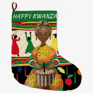 Calcetín Navideño Grande Festividad afroamericana de Kwanzaa