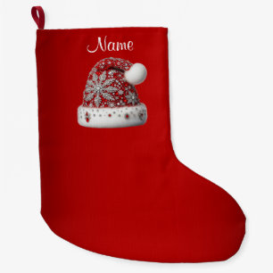 Calcetín Navideño Grande Festividad de los Navidades Red Santa Hat