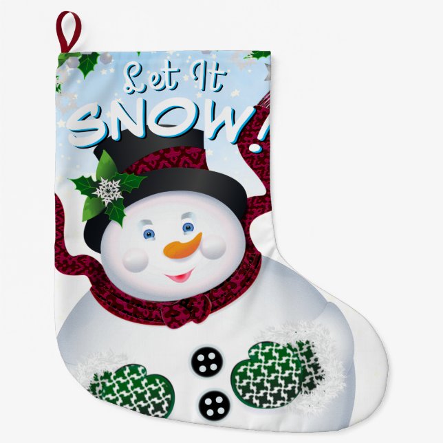 Calcetín Navideño Grande Festividad de los Navidades Snowman (Anverso)