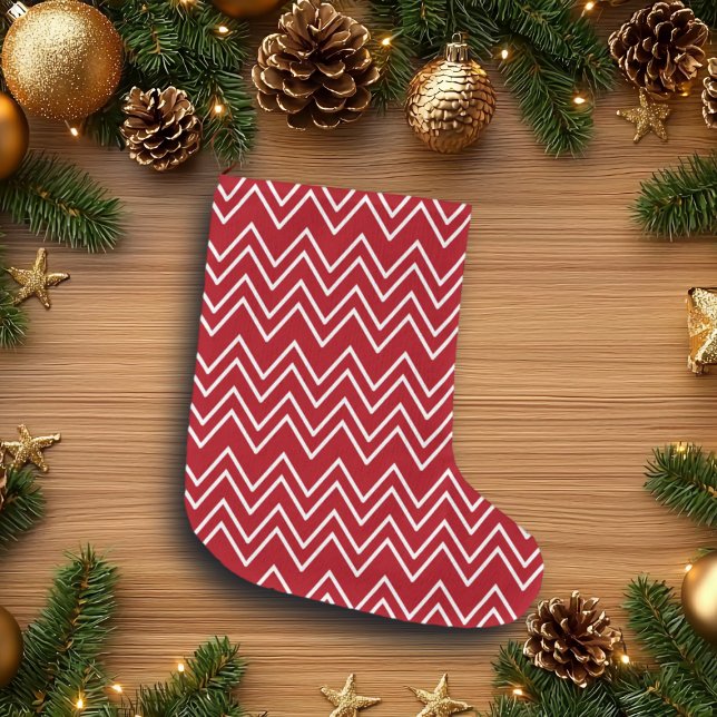 Calcetín Navideño Grande Festividad del invierno rojo blanco (Subido por el creador)