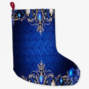 Calcetín Navideño Grande Fiesta azul decorativa