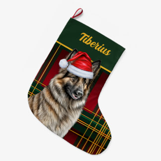 Calcetín Navideño Grande Fiesta belga de tervuren con nombre de perro