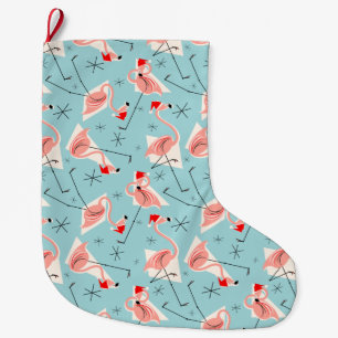 Calcetín Navideño Grande Flamingo Santas Blue Multi-stock