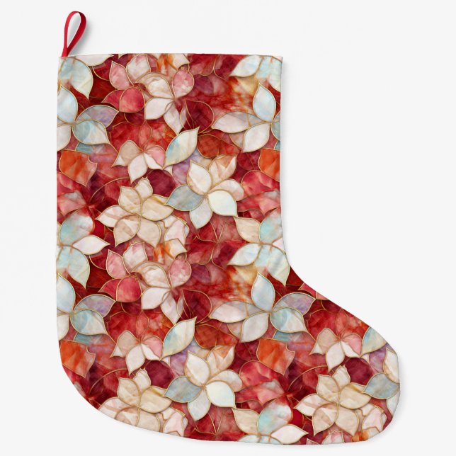 Calcetín Navideño Grande Flor blanca roja (Anverso)