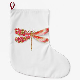 Calcetín Navideño Grande Flor libélula con sakura de joyas