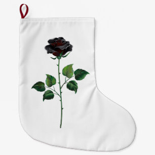 Calcetín Navideño Grande Flor rosa negra