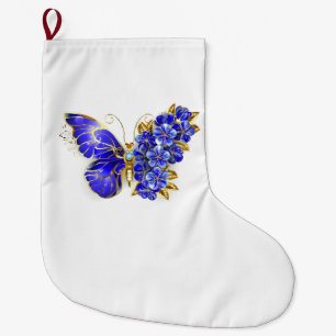 Calcetín Navideño Grande Flor Sapphire Mariposa
