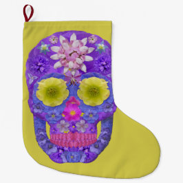 Calcetín Navideño Grande Flor Skull 5