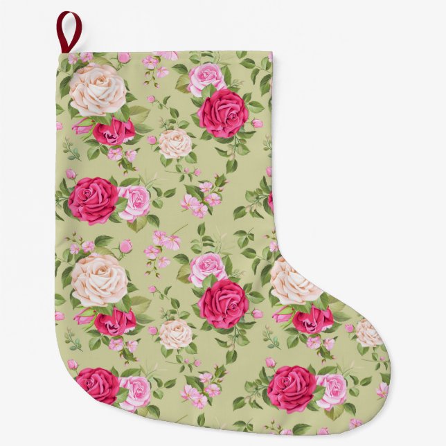 Calcetín Navideño Grande Floral (Anverso)