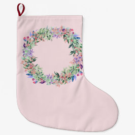 Calcetín Navideño Grande Floral Berries Wreath