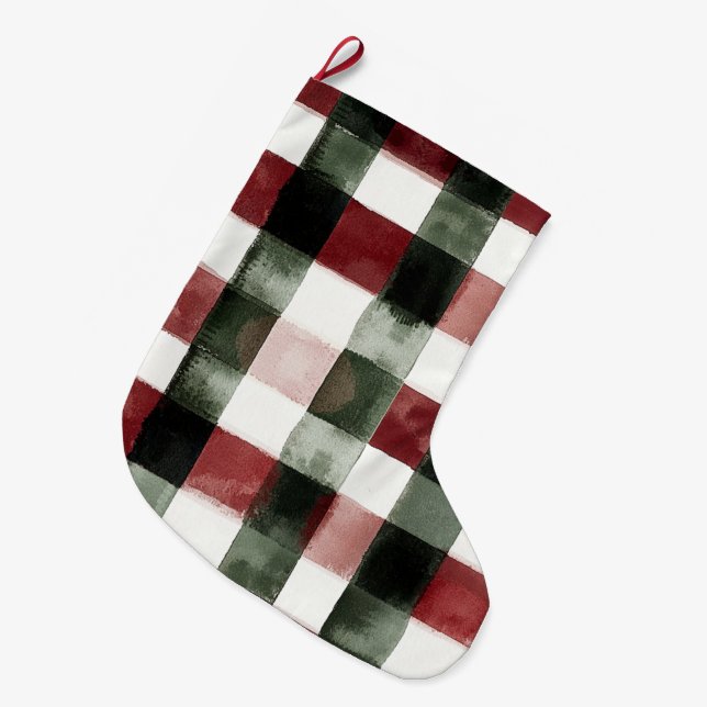 Calcetín Navideño Grande Floral de Moda blanca azul (Frente (Colgado))