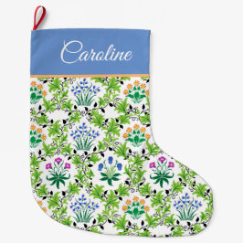 Calcetín Navideño Grande Floral y hoja vintage francesa