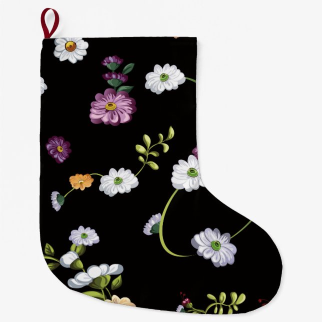 Calcetín Navideño Grande Flores de primavera, naturaleza (Anverso)