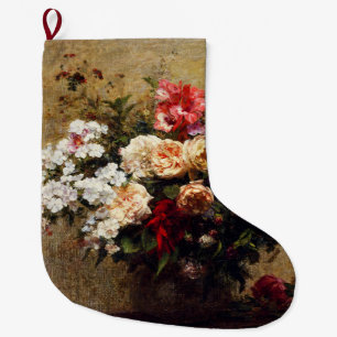 Calcetín Navideño Grande Flores de verano antiguas de Henri Fantin-Latour