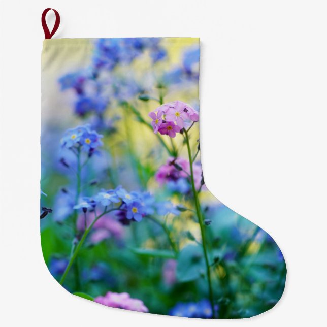 Calcetín Navideño Grande Flores nomeolvides (Anverso)