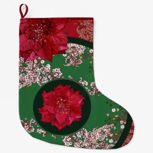 Calcetín Navideño Grande Flores para Navidad