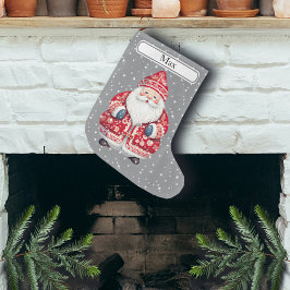 Calcetín Navideño Grande Folk Escandinavo Santa Claus - Nombre