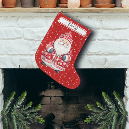 Calcetín Navideño Grande Folk Escandinavo Santa Claus - Nombre