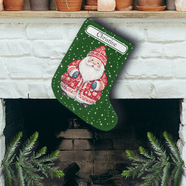 Calcetín Navideño Grande Folk Escandinavo Santa Claus - Nombre