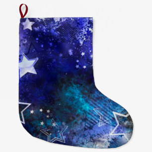 Calcetín Navideño Grande Fondo espacial con estrellas